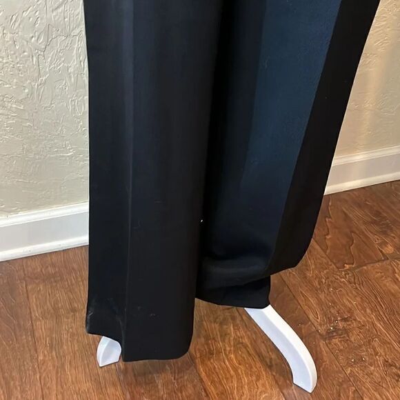 AKRIS Punto Black Textured Wool Wide Leg Flat Front Side Zip Pants, 6! - Picture 3 of 9